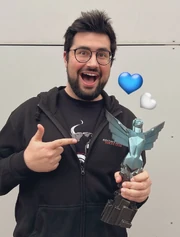 Alcaraz with MercurySteam's Game Award for Best Action/Adventure Game, which it won in 2021
