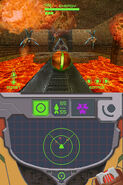 Samus using the Morph Ball on the last track in the Echo Hall.