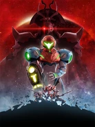 Metroid Dread artwork of Chozo Soldiers, Samus, and Raven Beak