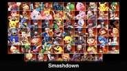 An example roster in the new Smashdown mode.