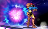 Samus firing a slow Charge Shot with use of a custom move in Super Smash Bros. for Nintendo 3DS