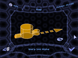 Room seen on the Map. The arrow shown as part of the room indicates the Warp Site's path.