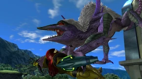 Mystery Creature pinning Samus