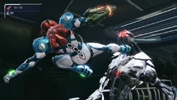 Samus confrontando a un E.M.M.I.