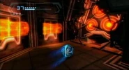 Samus enters a ventilation shaft in the Command Courtyard.