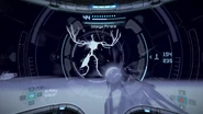 The Omega Pirate seen through the X-Ray Visor in Metroid Prime Remastered.