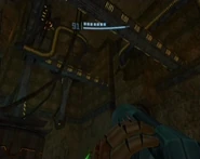 Columns and pipes which create a Magnetic Rail path above Samus' head.