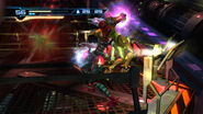 Samus tackles a Super Zebesian.