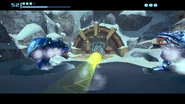 Samus avoids two Baby Sheegoths.