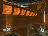 Samus's visor is clouded by one of the steam jets in the room.