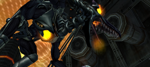 Meta Ridley, escaping the Frigate Orpheon.