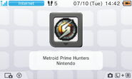 Nintendo 3DS HOME Menu banner depicting a Game Card with the icon from Hunters.