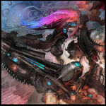 Artwork for DragonForce's 2008 Ultra Beatdown CD, which bears several similarities to Samus Aran.