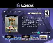 The Metroid Prime trailer in the main menu.