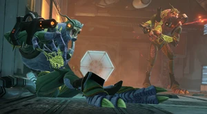 Injured Space Pirates in Metroid Prime Remastered.