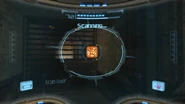 Samus scans the terminal to open the Station.