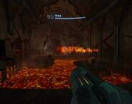 One of the flame jets blasting.