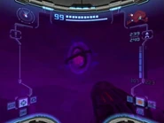 Samus submerged in Dark Water.