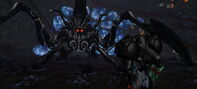 Samus encontrandose con el Metroid Prime (criatura).