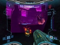 Samus overlooks the room from the Missile Expansion's tower.