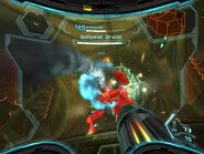 Samus fires missiles at the exposed Control Unit.