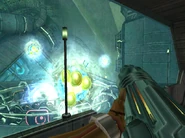 Minigyro Chamber Harmony Drone.png (486 KB) Samus places her left arm on the bottom of the Arm Cannon (note Samus's open-hole wrist)