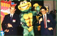 Owsen with Tim Stamper from Rare and Rash from Battletoads.