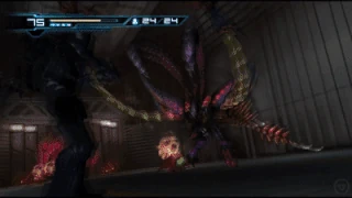 Anthony rolls away from an attacking Rhedogian