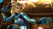 Zero Suit Samus about to use the Plasma Whip in Wii U