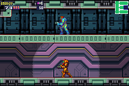 Samus hiding from an SA-X in the sector.