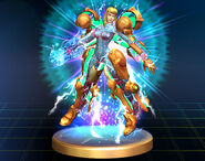 Samus en un trofeo de Super Smash Bros. Brawl