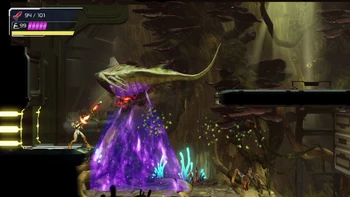 Metroid Dread Samus fighting an unknown boss