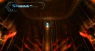 Samus in the Mine Lift.