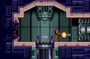 SA-X firing off a Super Metroid style Super Missile at the door in front.