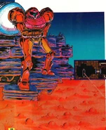 Samus at lava's ledge.png (763 KB) Super Metroid concept art.