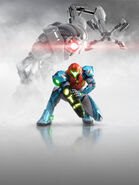 Promotional artwork of Samus and E.M.M.I.-02SM