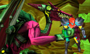 Samus Returns Proteus Ridley grabs Samus