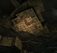 The texture on the ceiling.