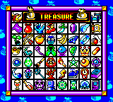 The full inventory of treasures (the Metroid is the penultimate icon in the bottom row).