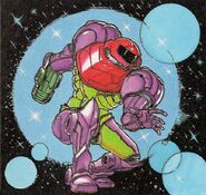 Official artwork of the Gravity Suit in Super Metroid.