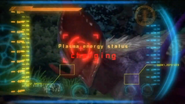 Anthony's Visor displaying Plasma Gun information while battling the Mystery Creature.