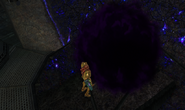 Samus enters the Dark Portal.