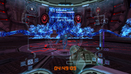 Samus battles a highly irradiated Dark Samus at the Sky Temple Gateway.