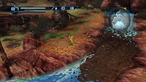 An open plain in the  containing a river.