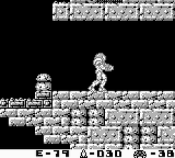 Samus puede moverse lateralmente en un entorno 2D.