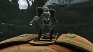 Samus enters her Ship wearing the Phazon Suit in Remastered.