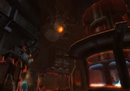 Smashed containment units and a base defence computer.