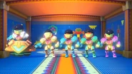 All five Miis' Power Suits