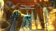 Samus arrancando parte de la armadura de Rundas.