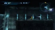 Samus atop the middle platform.